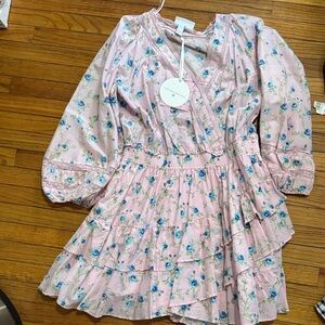 LoveShackFancy Pink and Blue Floral Kids Dress